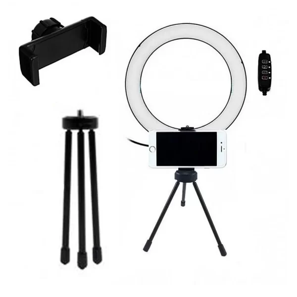 Luz Ring Light 16cm Tripé De Mesa Com Suporte Celular Gravar Vídeo - Image 2