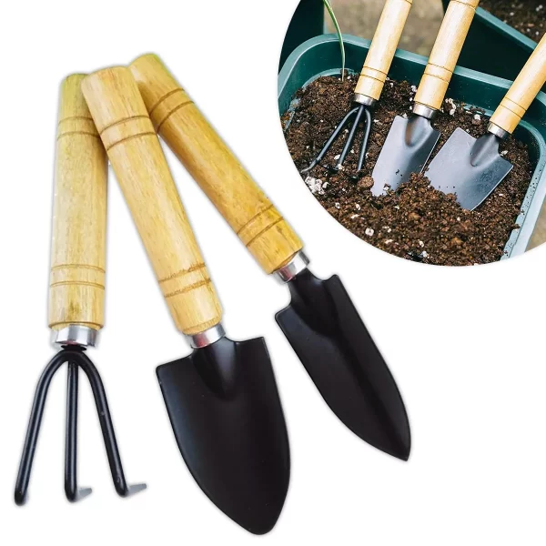 Kit 3 Peças Ferramentas Jardinagem Jardim Horta Pá Ancinho