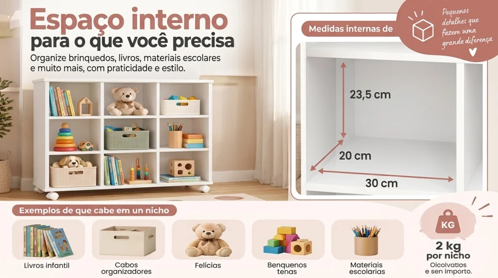 Como usar o nicho multiuso com rodízios
