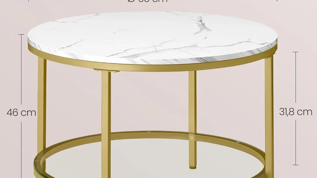 Especificações da mesa de centro VASAGLE 65 x 65 x 46 cm