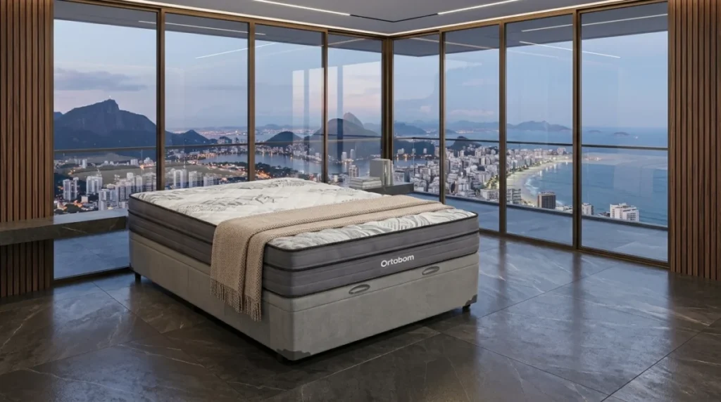 O que é o Box Baú Casal com colchão Airtech Superpocket