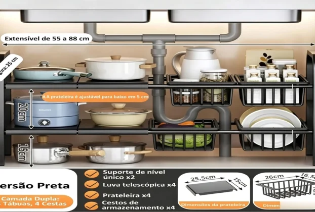 Organizador Cozinha Retrátil Multiuso